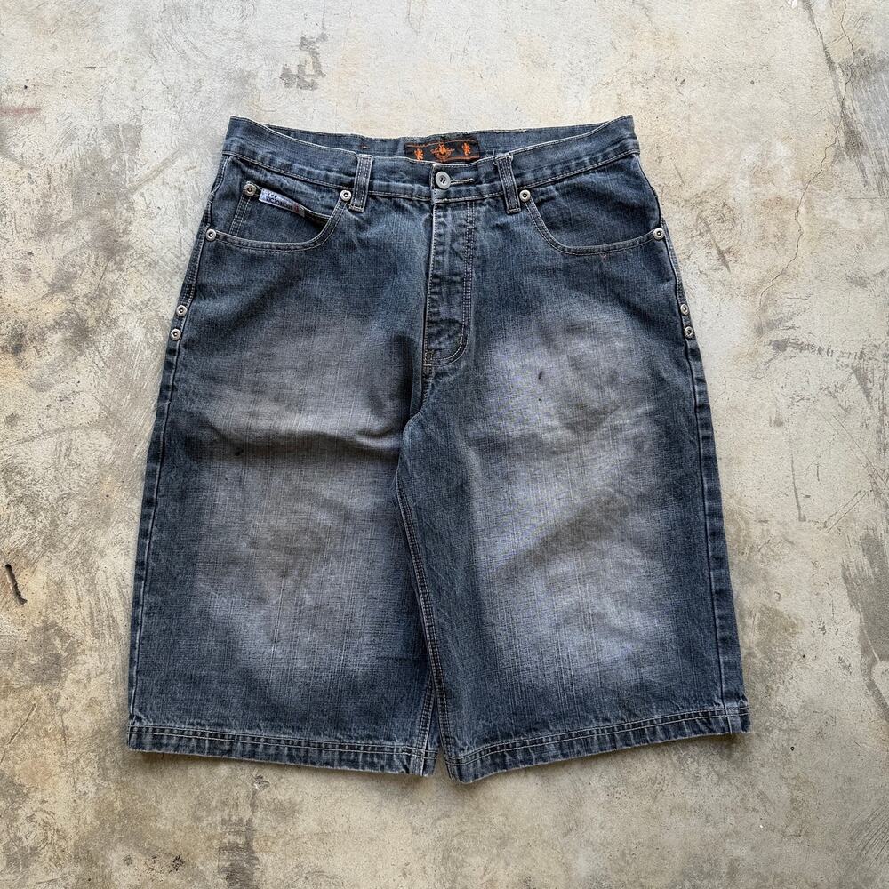 Vintage Y2K Baggy Denim Jorts Shorts Size 36 Skater Distressed